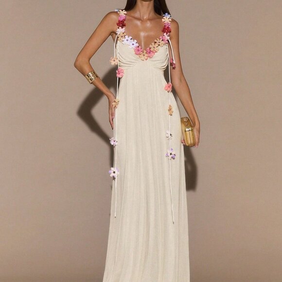 Apricot Women's Elegant Sexy Floral Long Dress - Picture 6 of 7